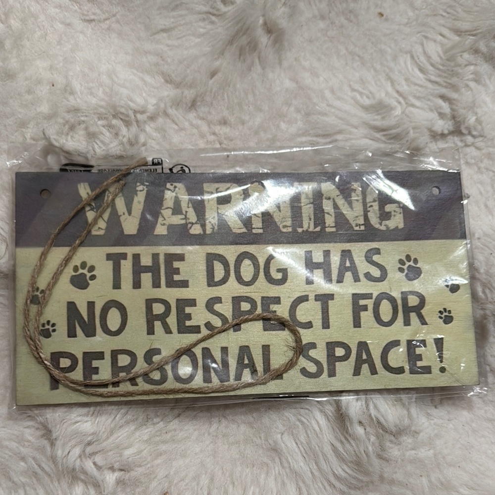 Dog Warning Sign - Brown and Cream